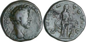 Marc Aurèle - Sesterce (155-156, Rome) - La Fortune Marc Aurèle - Sesterce (155-156, Rome) - La Fortune