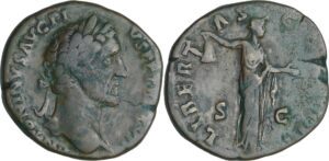 Antonin le Pieux - Sesterce (153-154, Rome) - La Libéralité Antonin le Pieux - Sesterce (153-154, Rome) - La Libéralité