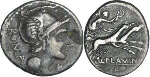 Flaminia - Denier (109 av. J.-C.) Flaminia - Denier (109 av. J.-C.)