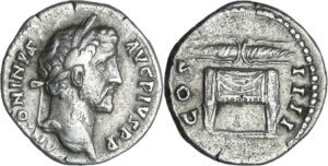 Antonin le Pieux - Denier (146, Rome) - Trône Antonin le Pieux - Denier (146, Rome) - Trône