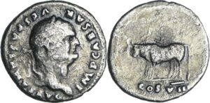 Vespasien - Denier (77-78, Rome) - Attelage de bœufs Vespasien - Denier (77-78, Rome) - Attelage de bœufs