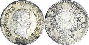 France - Napoléon 1er (1804-1814) - 1/4 de franc empereur An 13 / 12 H (La Rochelle)