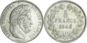 France - Louis-Philippe Ier (1830-1848) - 5 francs tête laurée 2ème type 1842 BB (Strasbourg)