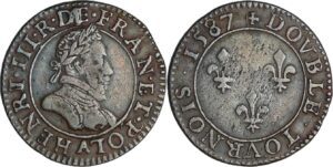 France - Henri III (1574-1589) - Double tournois -1587 A (Paris)