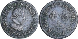 France - Louis XIII (1610-1643) - Denier tournois au buste juvénile et col plat - 1625 A (Paris)