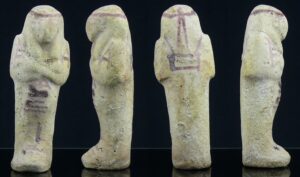 Egypte - Troisième période intermédiaire, 22ème dynastie - Shabti attribué à « Tent-Iset » en fritte émaillée - 945 / 715 av. J.-C.