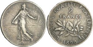 France - Troisième république (1871-1940) - 2 francs Semeuse vielle argent, 1898