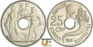 France - Troisième république (1871-1940) - Essai 25 centimes concours de Lindauer petit module flan bruni 1913