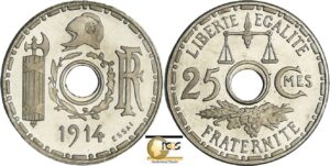 France - Troisième république (1871-1940) - Essai 25 centimes concours de Becker 2ème type petit module 1913