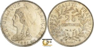 France - Troisième république (1871-1940) - Essai 25 centimes 1881 A (Paris) flan rond