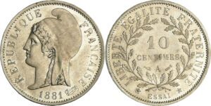 France - Troisième république (1871-1940) - Essai 10 centimes 1881 A (Paris) flan rond