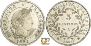France - Troisième république (1871-1940) - Essai 5 centimes Merley type I 1881
