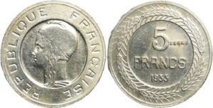 France - Troisième république (1871-1940) - Essai coucours de 5 francs Cochet 1933 petit module