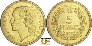 France - Troisième république (1871-1940) - Essai 5 francs Lavrillier 1939 Bronze-Aluminium