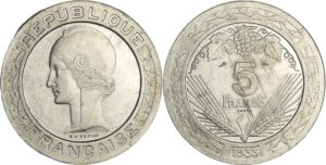 France - Troisième république (1871-1940) - Essai concours de 5 Francs Vézien Alu. 1933