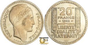 France - Gouvernement provisoire (1944-1947) - Essai 20 francs Turin 1945 "Rameaux courts"