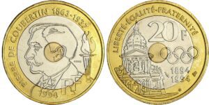 France - Cinquième république (1959- ) - Essai 20 francs Pierre de Coubertin 1994