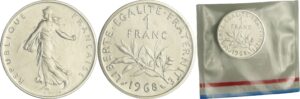 France - Cinquième république (1959- ) - Piéfort 1 francs Semeuse 1968