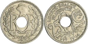 France - Troisième république (1871-1940) - 25 centimes Lindauer - Cmes souligné 1914 frappe décalée de 15°