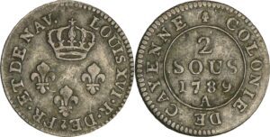 Cayenne (Guyane) - Louis XVI (1774-1793) - 2 sous 1789 A (Paris)