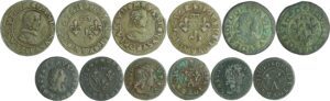 France - Dombes - Gaston d'Orléans - Lot de 3 double tournois et 3 denier tournois France - Dombes - Gaston d'Orléans - Lot de 3 double tournois et 3 denier tournois