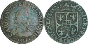 France - Champagne - Comté de Rethel - Charles de Gonzague - Double liard 1613 France - Champagne - Comté de Rethel - Charles de Gonzague - Double liard 1613