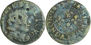 France - Champagne - Seigneurie de Cugnon - Ferdinand-Charles (1644-1672) - Denier tournois 1649 France - Champagne - Seigneurie de Cugnon - Ferdinand-Charles (1644-1672) - Denier tournois 1649
