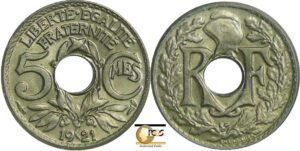 France - Troisième république (1871-1940) - 5 centimes Lindauer Petit module 1921