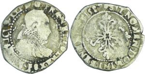 France - Henri III (1574-1589) - Quart de franc au col fraisé - 1587 F (Angers)