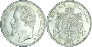 France - Napoléon III (1852-1870) - 5 francs tête laurée 1868 BB (Strasbourg)