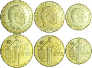 Monaco - Essai coffret 50, 20 et 10 cenimes 1962
