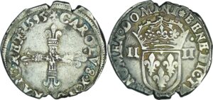 France - Charles X (1589-1590) - Quart d'écu - 1595 T (Nantes)