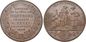 Suisse - Waadt / Vaud - Médaille Souvenir de la fête des vignerons à Vevey 1889