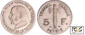 France - Etat français (1940-1944) - 5 francs maréchal Pétain 1941