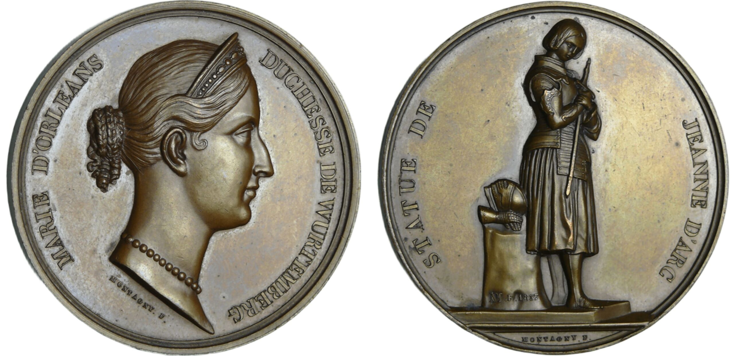 France - Marie-Christine d'Orleans (1813-1839) - Médaille, La statue de Jeanne d'Arc, 1837, Paris France - Marie-Christine d'Orleans (1813-1839) - Médaille, La statue de Jeanne d'Arc, 1837, Paris