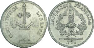 France - Constitution - Médaille de la fédération nationales des français, 1er vendémiare AN LVII