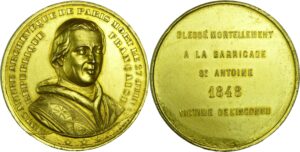 France - Médaille Denys Affre archevêque Paris Barricade insurrections de juin 1848 