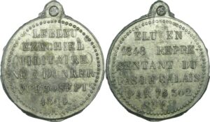 France - Médaille politique - Lebleu Ezéchiel élu en 1848 dans le Pas de Calais